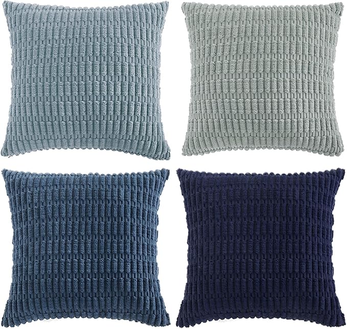 Fancy Homi Set of 4 Blue Decorative Throw Pillow Covers 20x20 Inch - Image 9