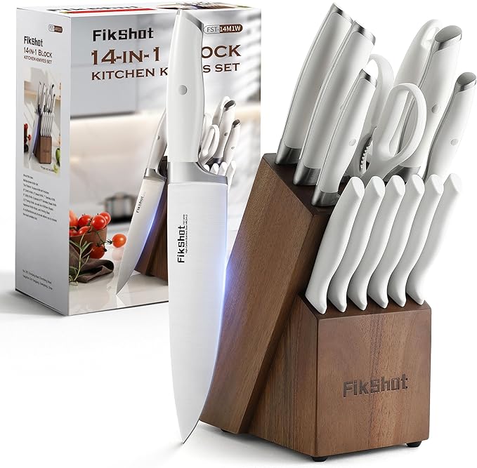 Fikshot 14-Piece Knife Set – German High Carbon Stainless Steel, Professional by FIKSHOTKitchenKnifeSet