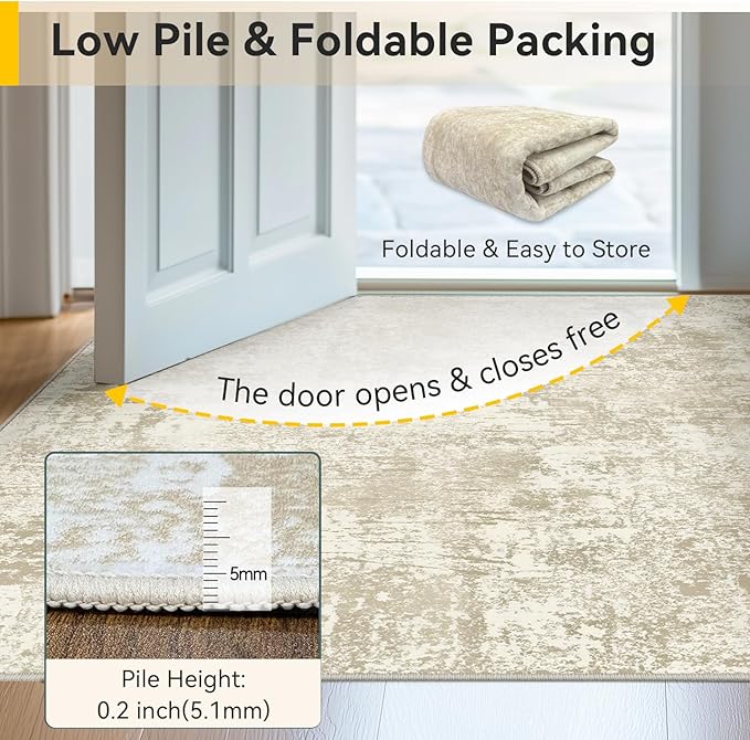 Washable Area Rugs 8'x10' Non-Slip Modern Abstract Soft - Image 7