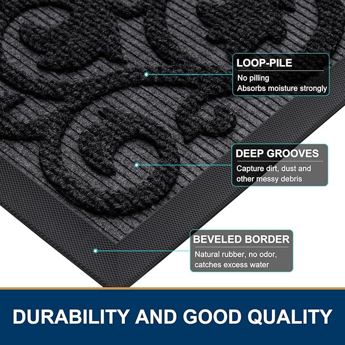 Smiry Welcome Door Mat Outside Entrance, Heavy Duty Trap Dirt and Moisture Easy - Image 4