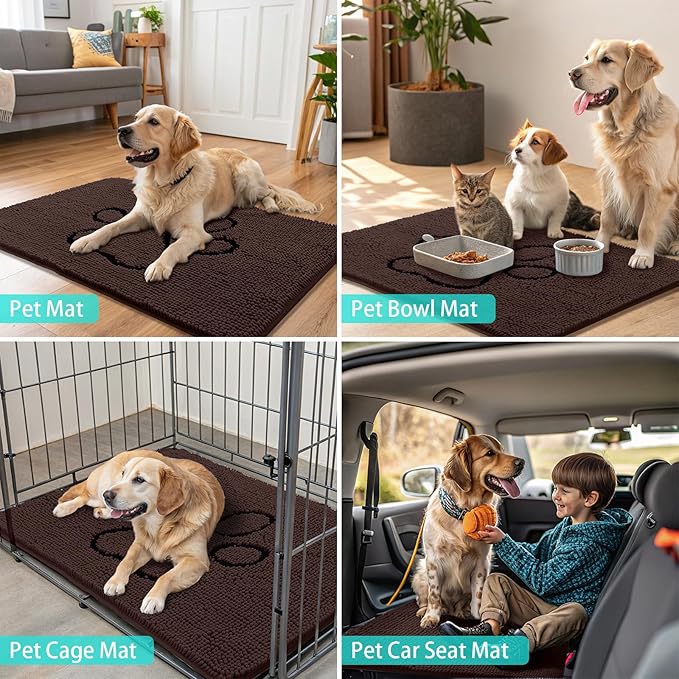 Smiry Dog Door Mat for Muddy Paws, Absorbent Dirt Trapper Non Slip Quick Dry - Image 8