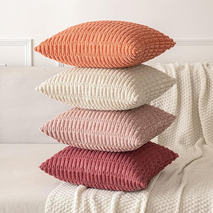 MIULEE Pack of 2 Corduroy Decorative Throw Pillow Covers 20x20 Inch Soft Boho - Image 4