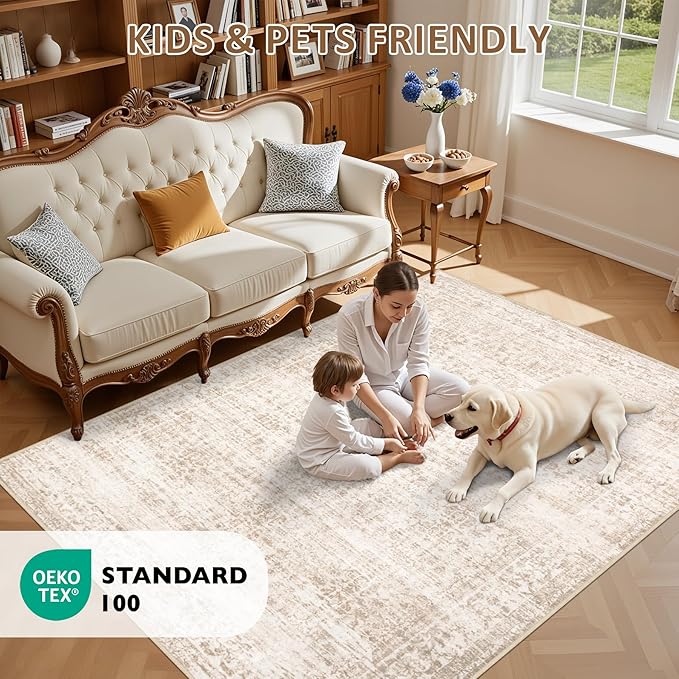 Area Rugs 9x12 Living Room Rug: Washable Rug Soft Vintage Boho Carpet Indoor - Image 9