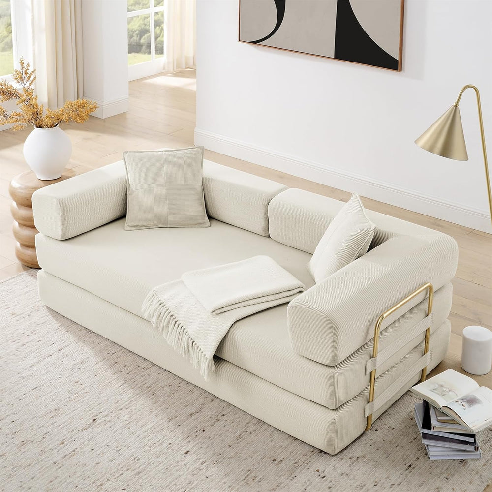 HANXIN 78'' Futon Sleeper Sofa Bed, Boneless Couch for Living Room, B...
