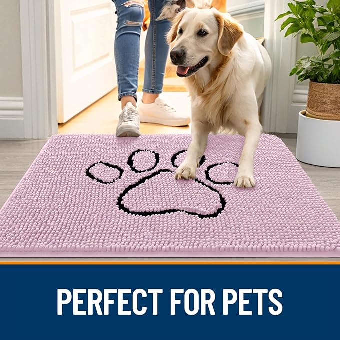 OLANLY Dog Door Mat for Muddy Paws 36x24, Paw Print Design, Absorbs Moisture - Image 6
