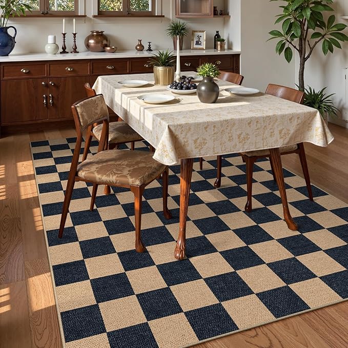 Lahome Colette Checkered Easy Jute Carpet, Washable Area Rug 6x9 Neutral - Image 7