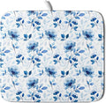 Blue Floral Dish Drying Mat 16x18 inch Flower Leaves Dish Rack Pad Microfiber by Giwawa