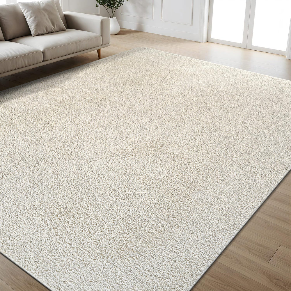 Area Rug 6x9 Bone Washable Indoor Rug Solid Non Slip Easy to Clean Non Sheddi...