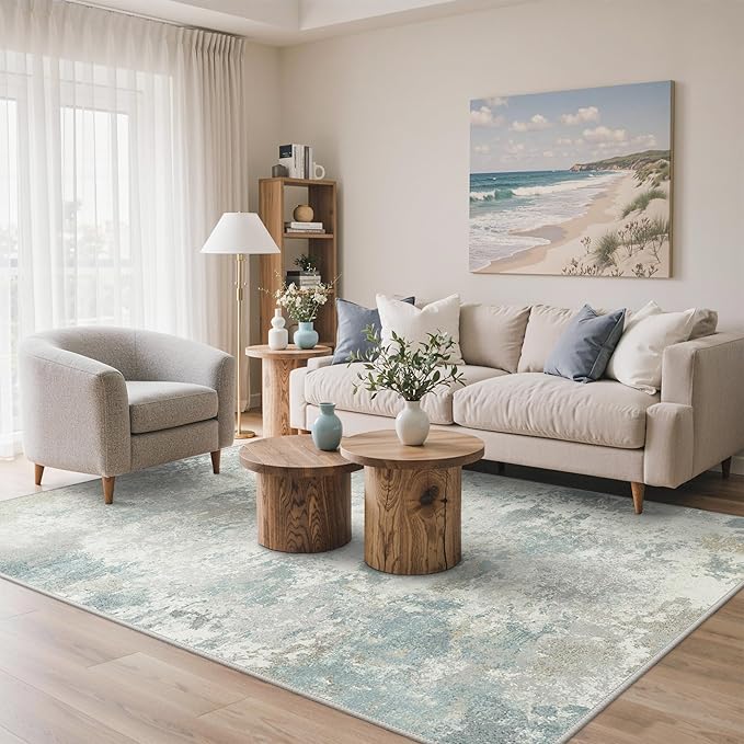 Area Rugs 5x7 for Living Room Bedroom, Modern Abstract Machine Washable Rug - Image 2