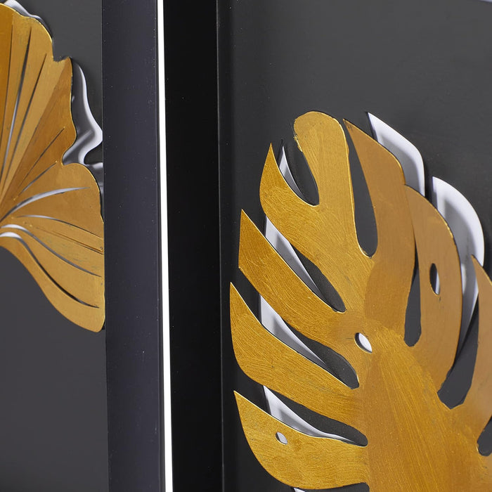 Deco 79 Metal Leaf Wall Decor, Set of 6 10"W, 15"H, Black
