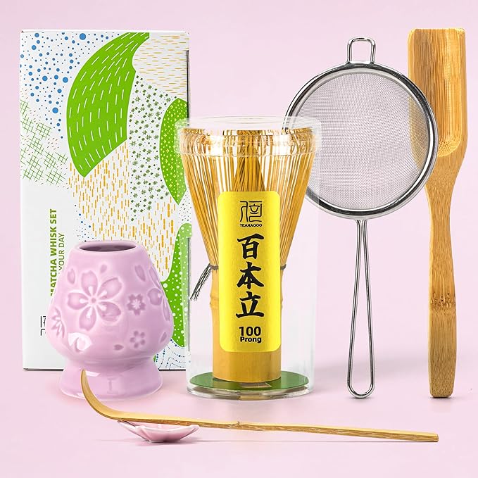 TEANAGOO Matcha Whisk Set, 6-PCS Traditional Starter Set, 100 Prongs Whisk by TEANAGOO