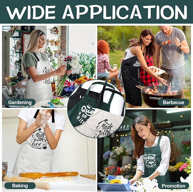 Jeyiour 3 Pack Funny Cooking Aprons Women Oil-proof Kitchen Aprons - Image 6