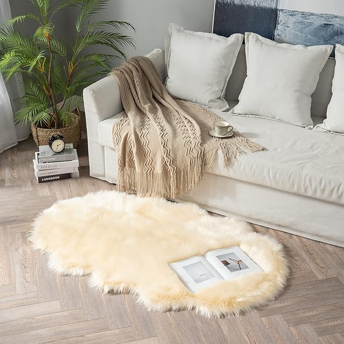 MIULEE Luxury Super Soft Fluffy Area Rug Faux Fur Sheepskin Rug Decorative - Image 7