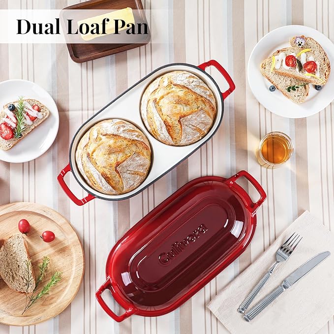 Cast Iron Bread Pan with Lid, Mini Enamel Sourdough Baking Dutch Oven Pot