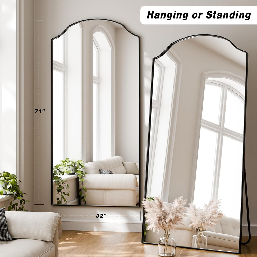 Wave Curved Top Arched Mirror Full Length, 71"x32" Large Mirror