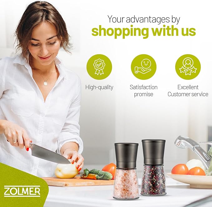 ZOLMER® Premium Stainless Steel Salt and Pepper Grinder Set manual | Adjustable - Image 7