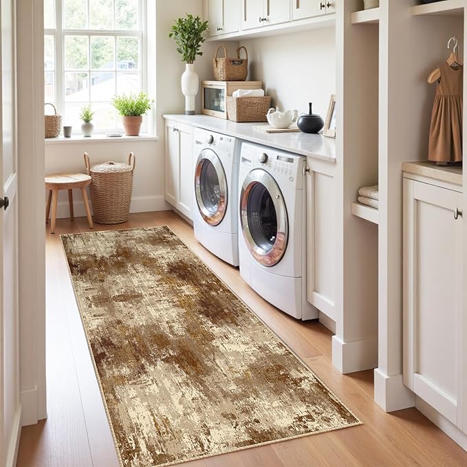 Washable Area Rugs 2'x6' Non-Slip Modern Abstract Soft - Image 2