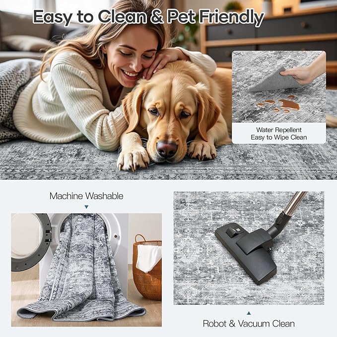 Lofus 5x7 Area Rug for Living Room, Soft Neutral Carpets for Bedroom Dining - Image 4