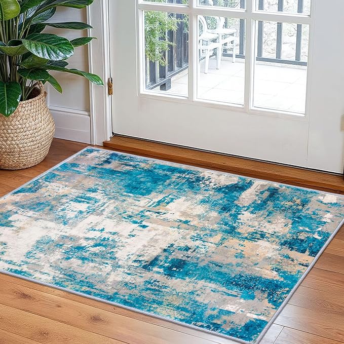 KOZYFLY Small Area Rug 2x3 Rug Entryway Rugs Indoor Non-Slip Modern Abstract by KOZYFLY