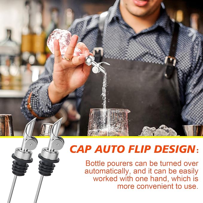 6PCS Liquor Bottle Pourers, Auto Flip Olive Oil Dispenser Spout, Weighted - Image 5