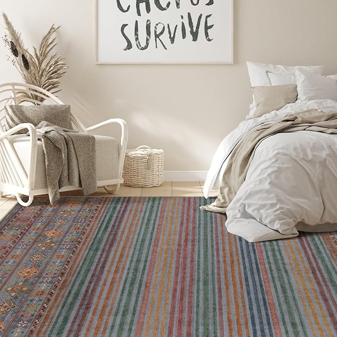 Nakagishi 9X12 Area Rugs Living Room: Washable Large Vintage Rug Neutral - Image 7