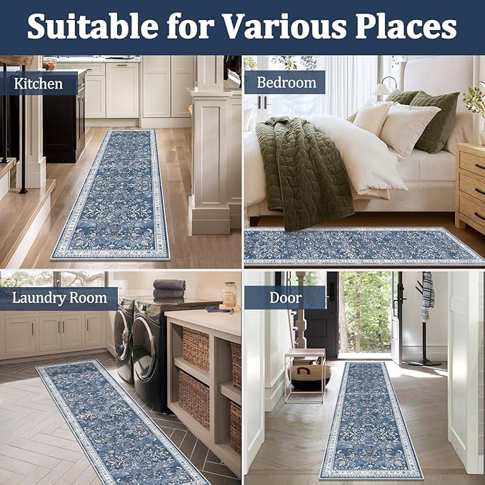 Yamaziot Washable Runner Rug 2x12 – Floral Non Slip Boho Hallway Runner Rug - Image 6