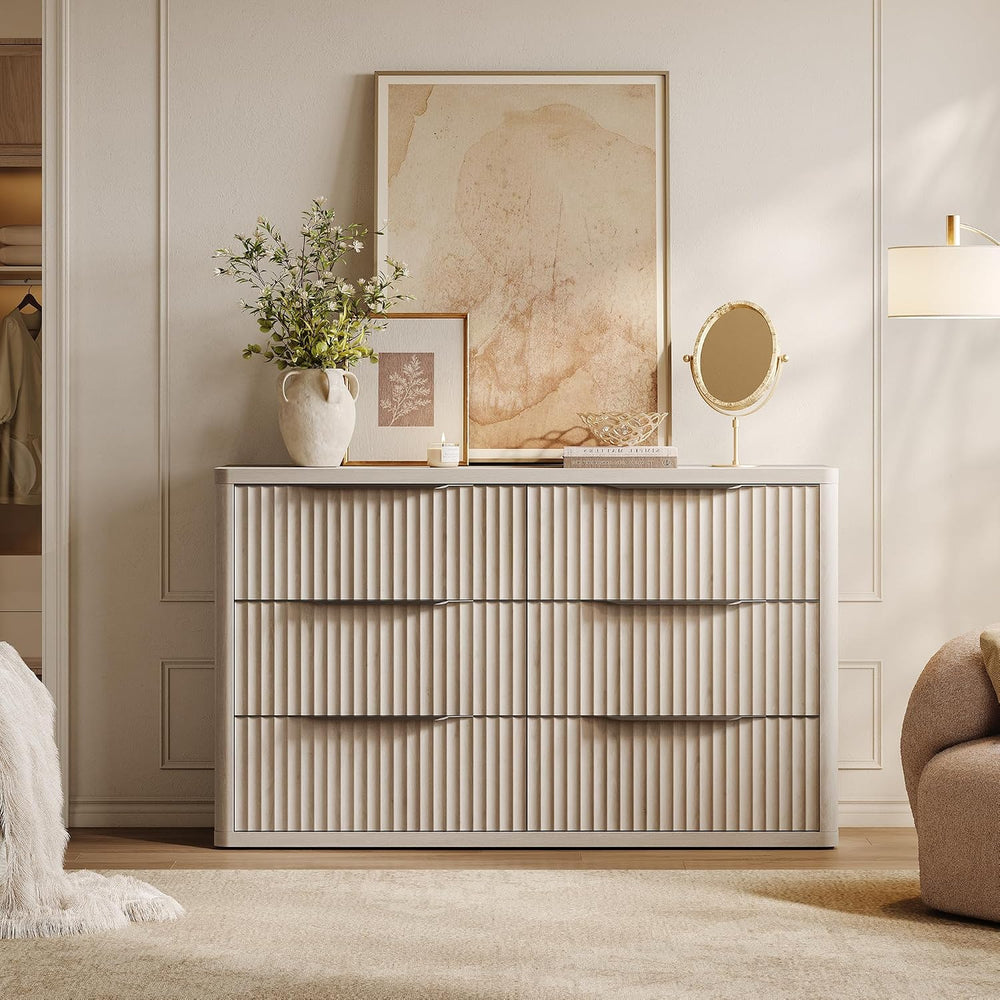 SICOTAS Bedroom Dresser with 12 Deep Wide Large Fluted Drawers for Closet