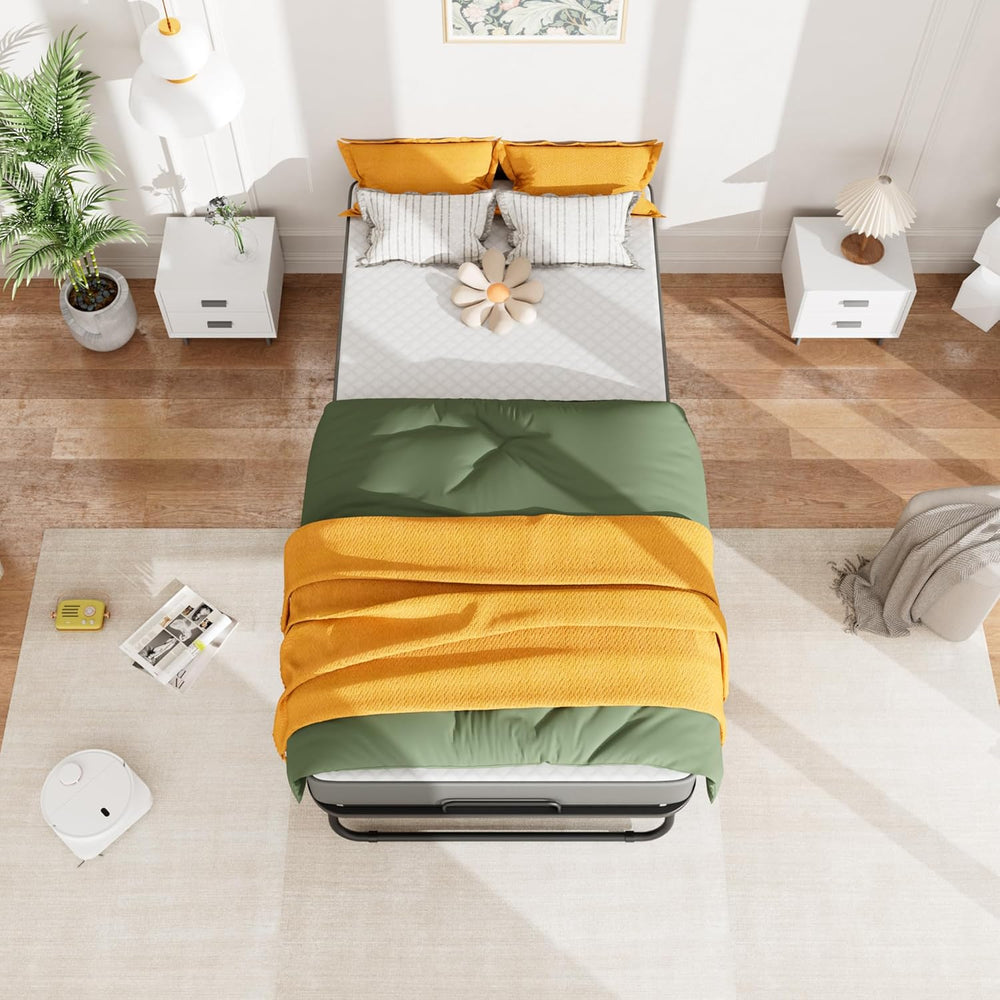 Greenvelly Folding Bed with 5 Inch Mattress, 75” x 38” Portable Rollaway Bed ...