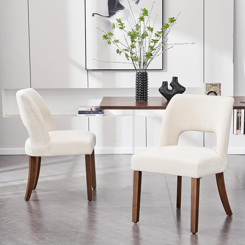 VKNOW Wooden Dining Chairs Set of 2, Modern Fabric Upholstered Dining Room Ch...