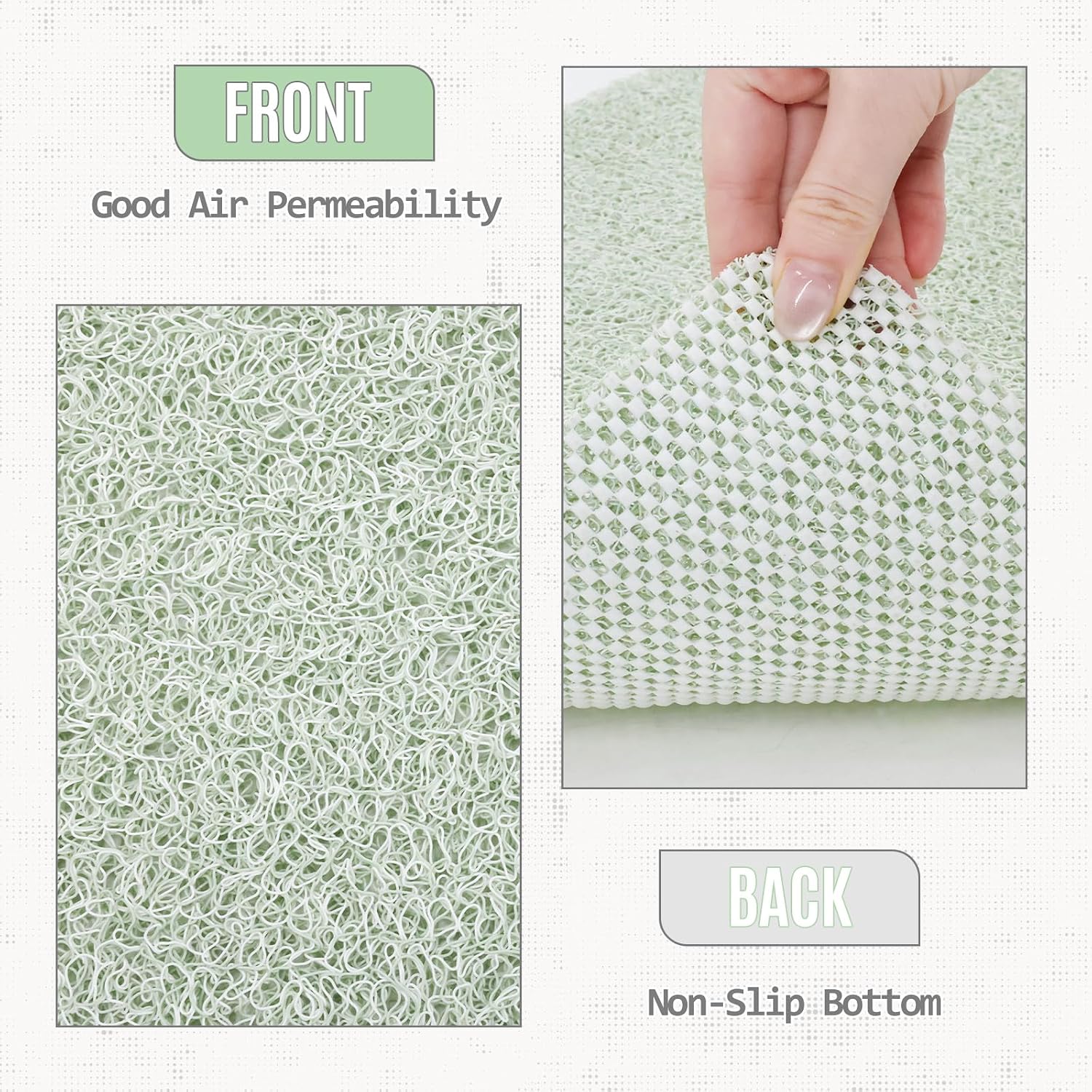 17 * 30in Shower Mat Bathtub Mat Non Slip | Bathmats Non Slip, Quick Drying Foot Scrubber Loofah Mats for Inside Shower, Tub, Bathroom, Home, Mint Green
