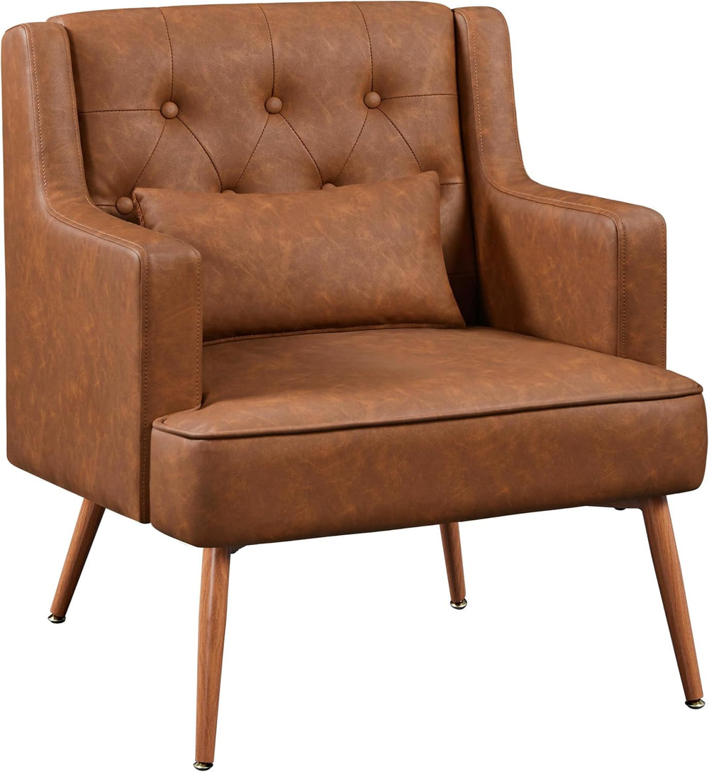 Yaheetech Accent Chair, Mid-Century Modern Armchair, Retro Brown
