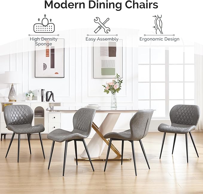 Dining Chairs Set of 4, Comfy Modern Dining Chairs with Thick Cushions, Uphol...