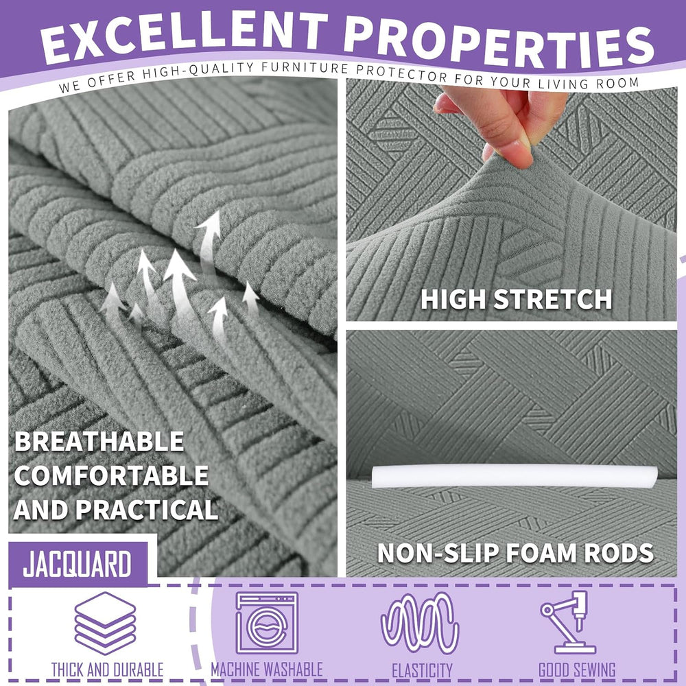 ZNSAYOTX 2 Piece Stretch Chair Covers (31"-46"), Thick Striped Armc...