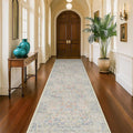 Hazo Haus Beige Blue Washable 2'6"x10' Wide Hallway Runners, Kitchen Runner Rug by HazoHaus
