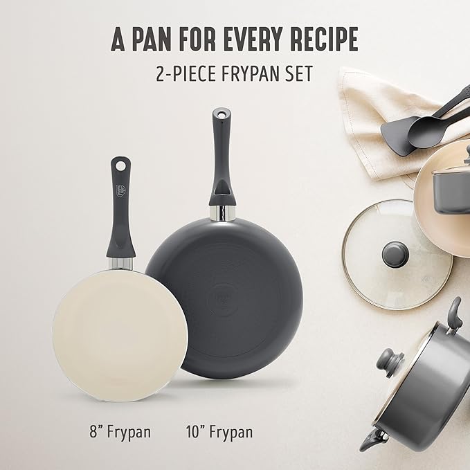GreenLife 2-Piece Nonstick Frying Pan Set, 8” & 10” Skillets, Non-Toxic Ceramic - Image 4