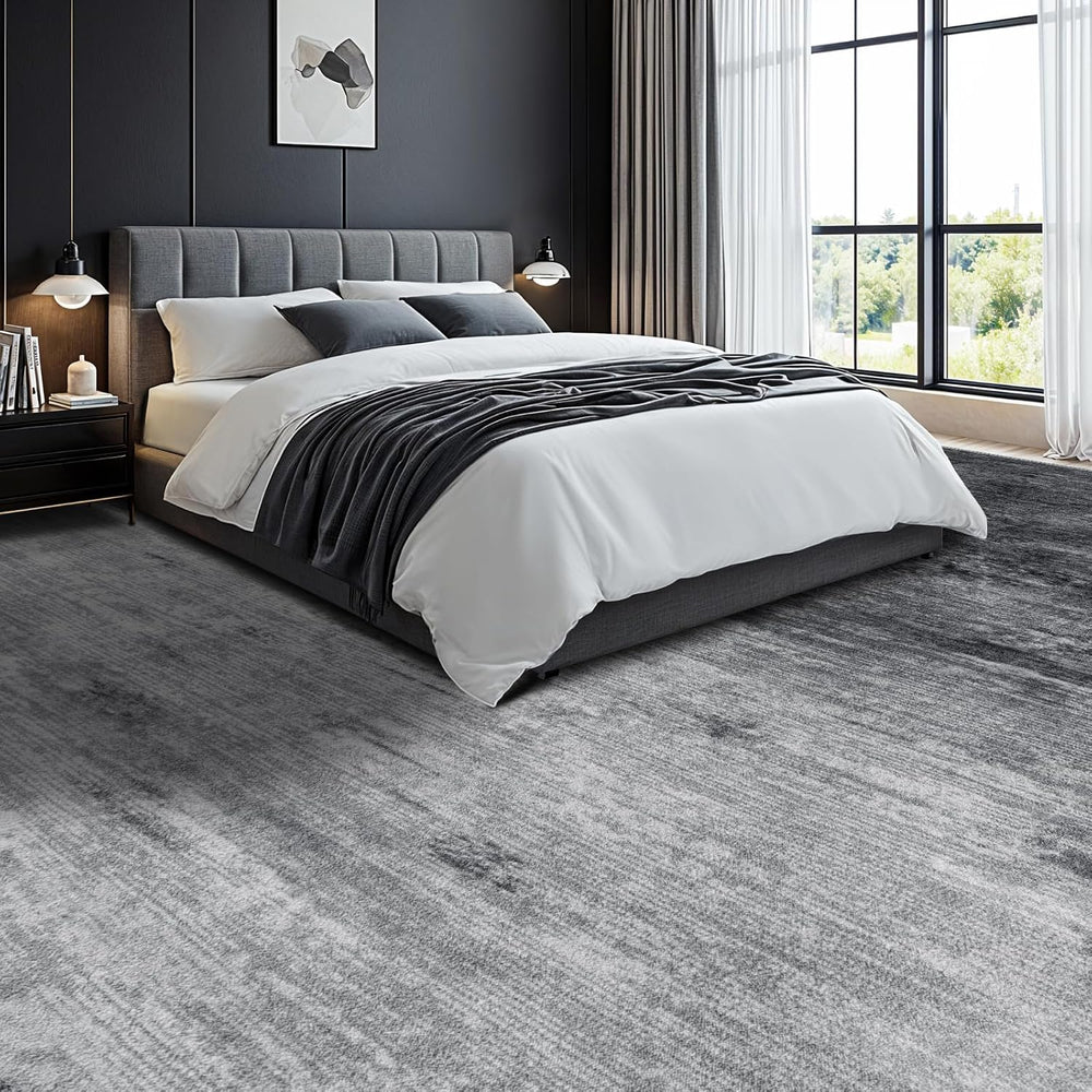 6x9 Washable Area Rug, Gray Solid Area Rugs for Living Room & Bedroom