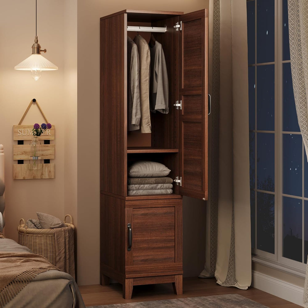 GarveeHome Armoire Wardrobe Closet with 2 Doors, Wooden Wardrobe Cabinet with...