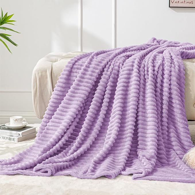 BEDELITE Fleece Blanket Twin Size – 3D Ribbed Jacquard Soft and Warm Decorative by BEDELITE