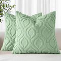 decorUhome Throw Pillow Covers 22x22 Inch Set of 2, Soft Plush Faux Wool Sage by decorUhome