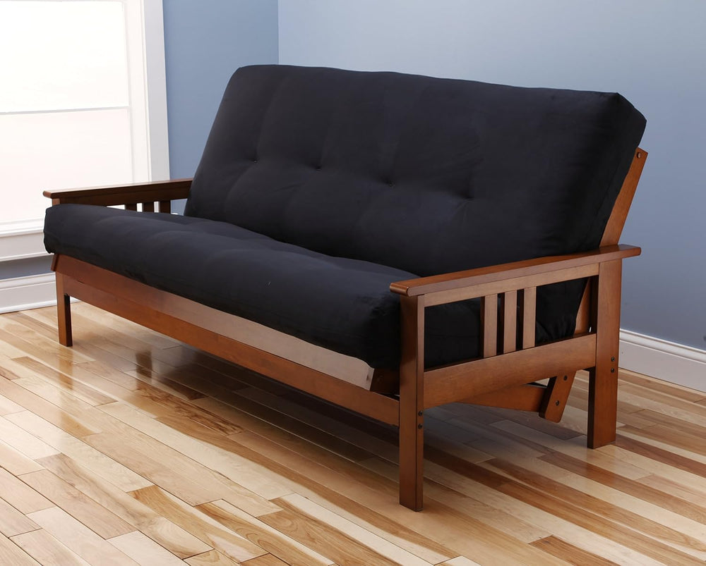Toronto Futon Set Frame and Mattress Full Size Wood Finish w/ 8 Inch Innerspr...