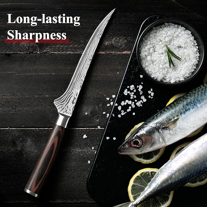 Sunnecko Boning Knife with Pakkawood Handle, 6 inch High Carbon German - Image 4