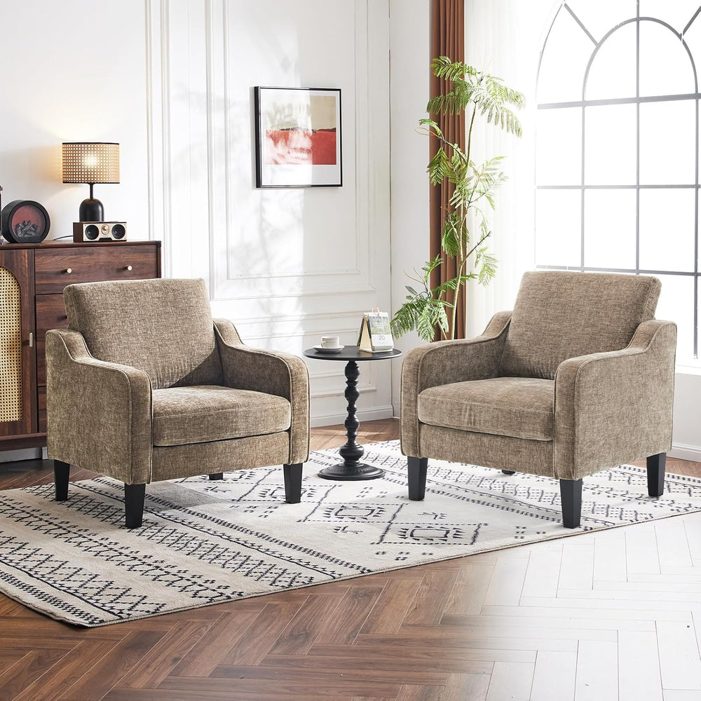 VINGLI Accent Chairs Set of 2, Chenille Upholstered Armchair Living Room