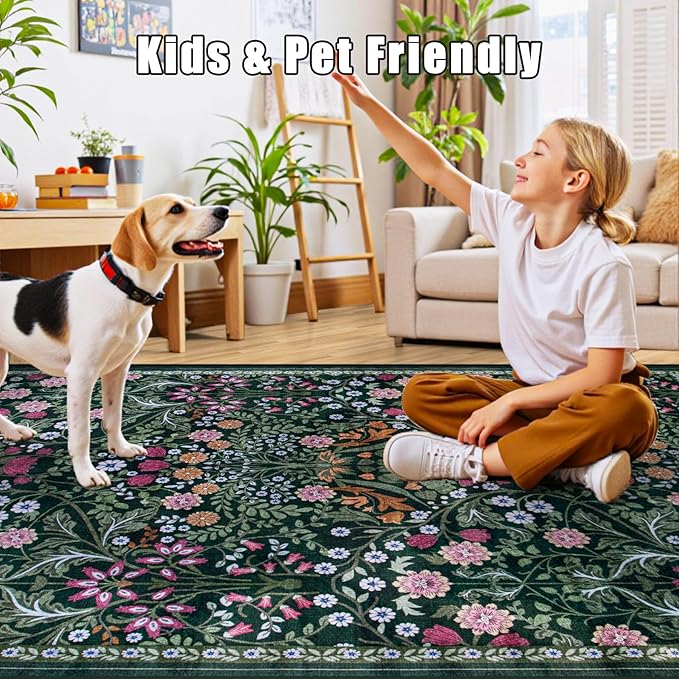 6x9 Area Rugs for Living Room: Floral Washable Rug Vintage Large Soft Boho - Image 8