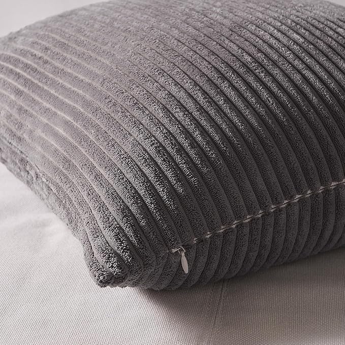 Topfinel Cushion Cover 50x50 cm Gray Set of 4 Corduroy Pillow Covers Cushion - Image 7