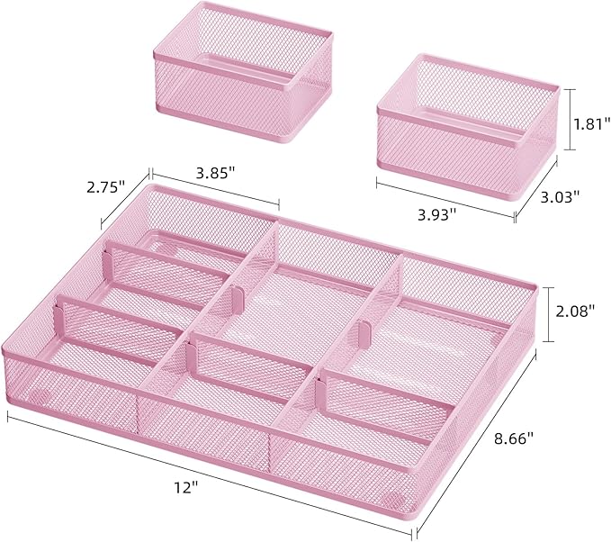 Marbrasse 3 Packs Desk Drawer Organizers, Metal Mesh Dividers - Image 3