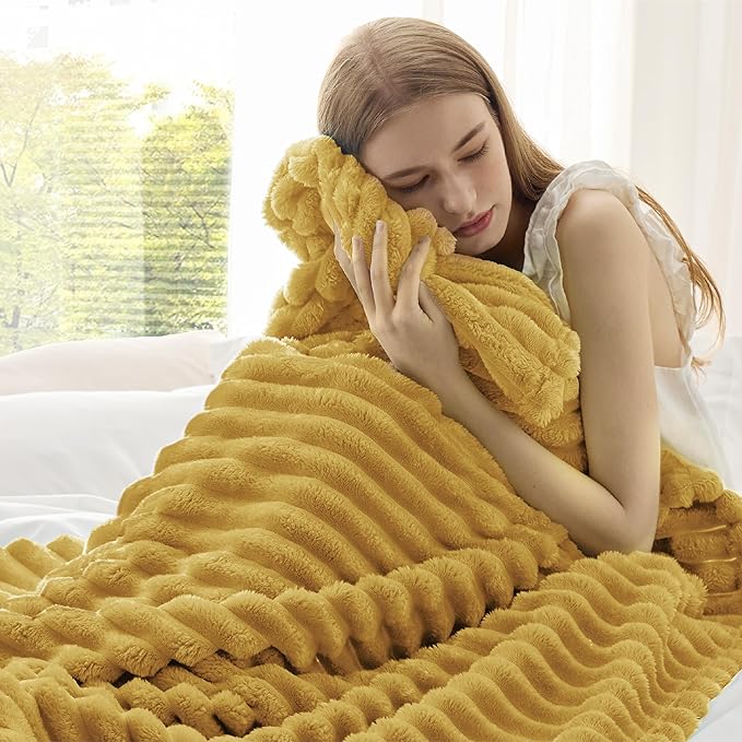 Bedsure GentleSoft Yellow Throw Blanket - Image 3