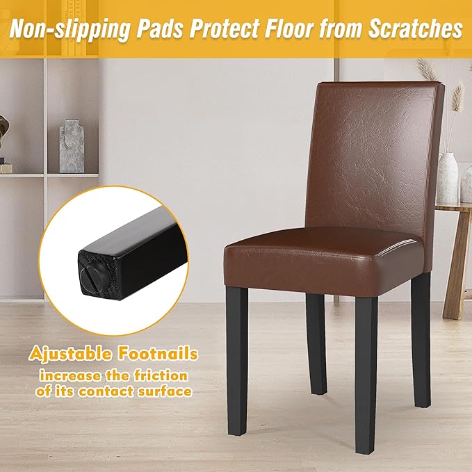 LSSPAID Dining Chairs Set of 2, Modern Stylish PU Leather Upholstered Parson ...