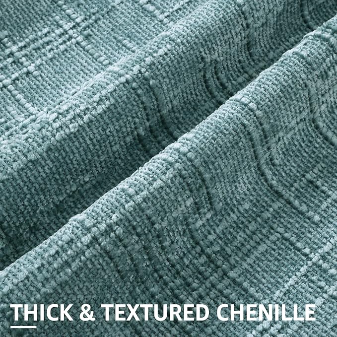 decorUhome Summer Teal Chenille Throw Pillow Covers 18x18 Set of 2 Textured - Image 2