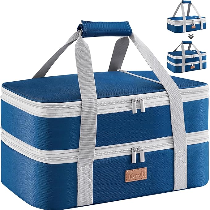 Lifewit Insulated Double Decker Casserole Carrier, Expandable Lasagna Lugger by Lifewit