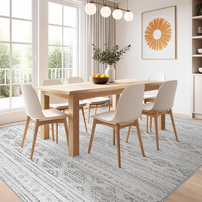 Nakagishi 10x14 Area Rug Living Room: Washable Boho Large Neutral Soft - Image 7
